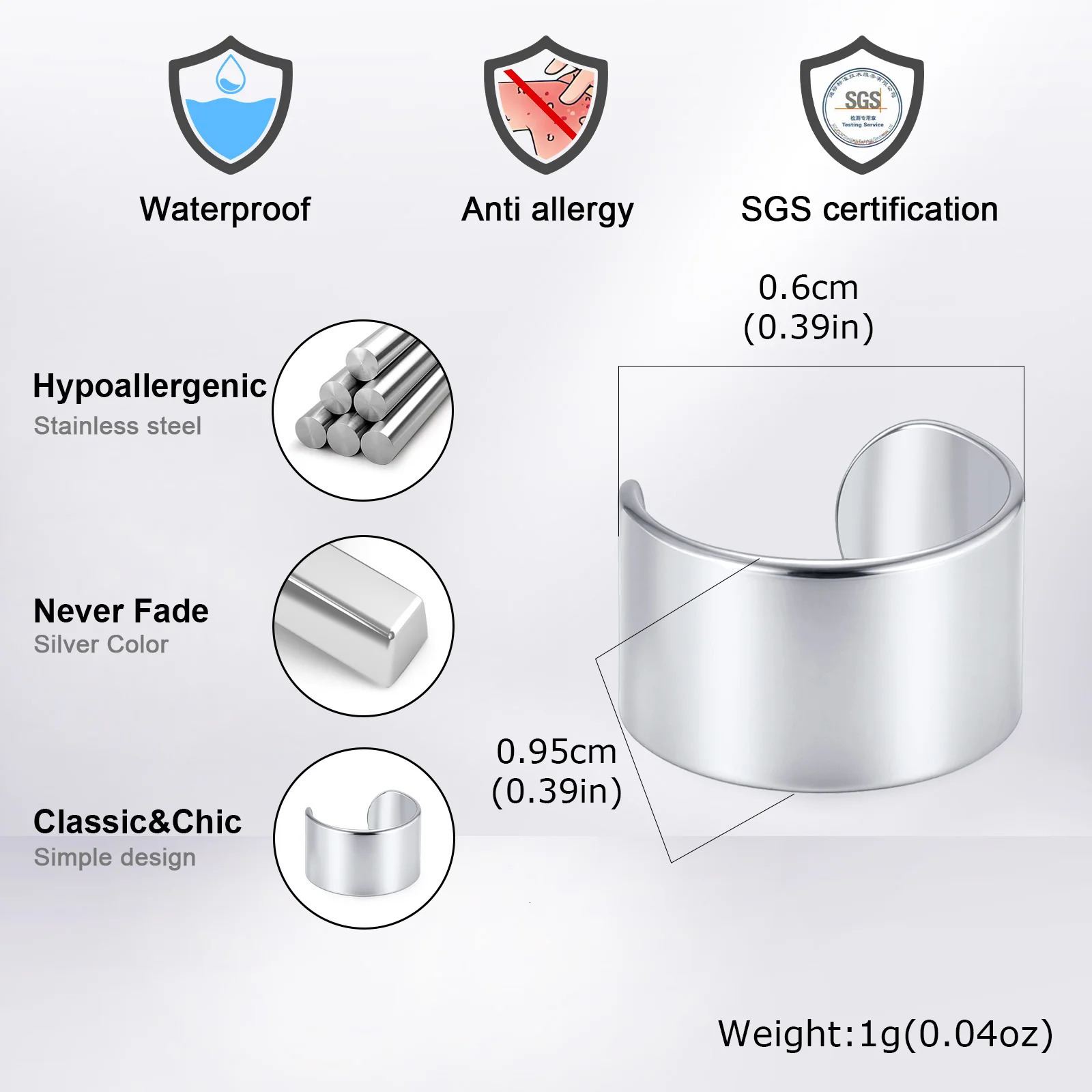 Punk Stainless Steel Ear Bone Clip for Men Long Short Cube Non Piercing Cuff Hip Hop Earring Jewelry Gift 260910 - view 5