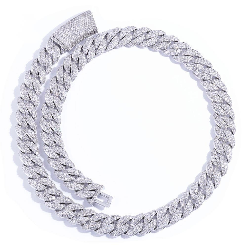 2026 new style Hip Hop Jewelry Silver Sparkling Diamond Cuban Link Chain Curved Clasp Design Full Diamond Cuban Chain Necklace for Men - view 7