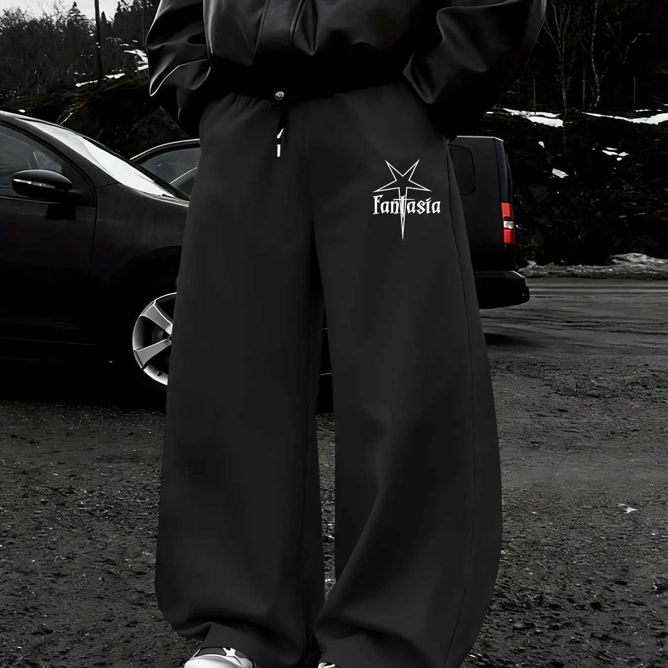 Men's Pants Men's Autumn/Winter Star Print Straight-Leg Sweatpants Casual Stylish and Versatile Suitable for Sports and Daily Wear D260924 - view 4