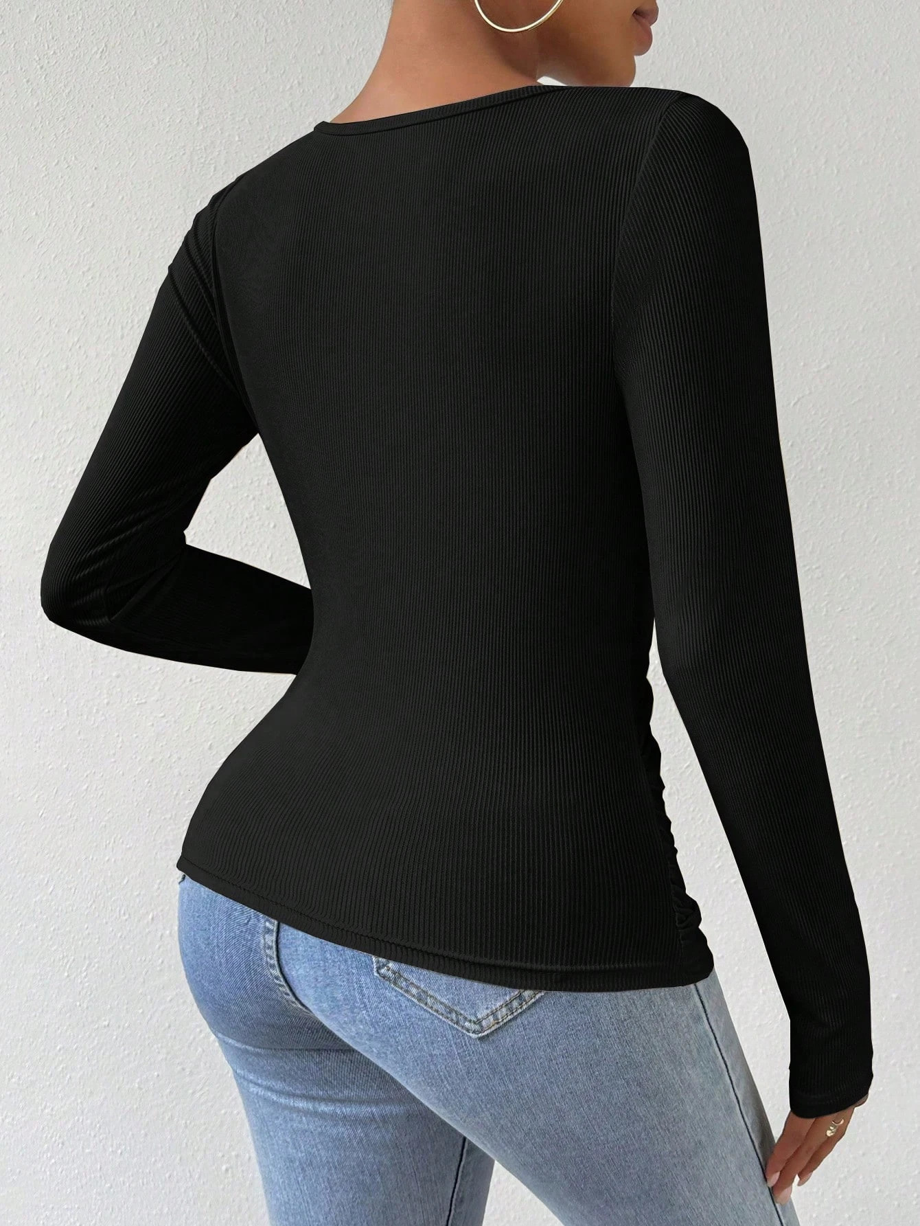 RosyDaze Womens Solid Color Long Sleeve Casual Top Minimalist Daily Wear Fall Cloth For Women 2 pcs 260928 - view 3