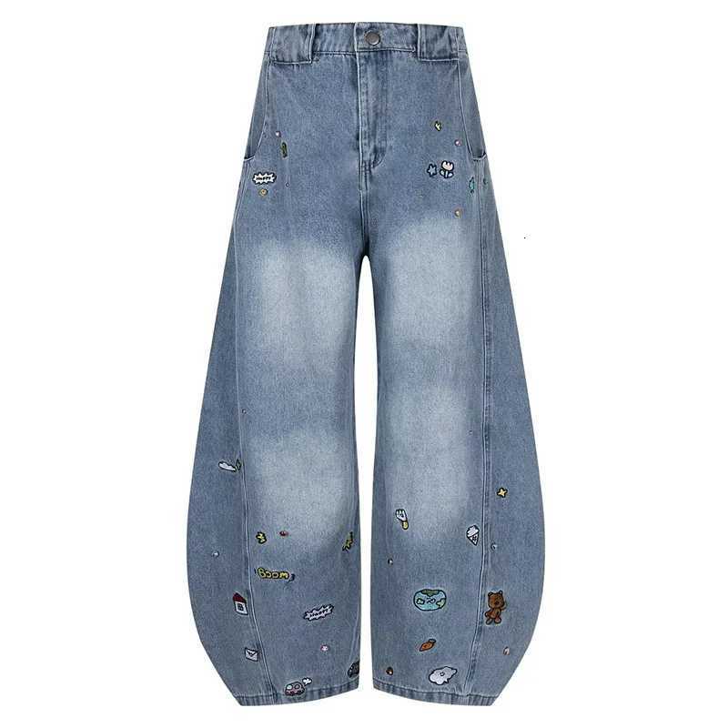 Men's Jeans Spring Cartoon Embroidered Baggy Straight Jeans For Man High Street Fashion Denim Curved Pants Hip Hop Punk Y2K Vintage Jean H260924