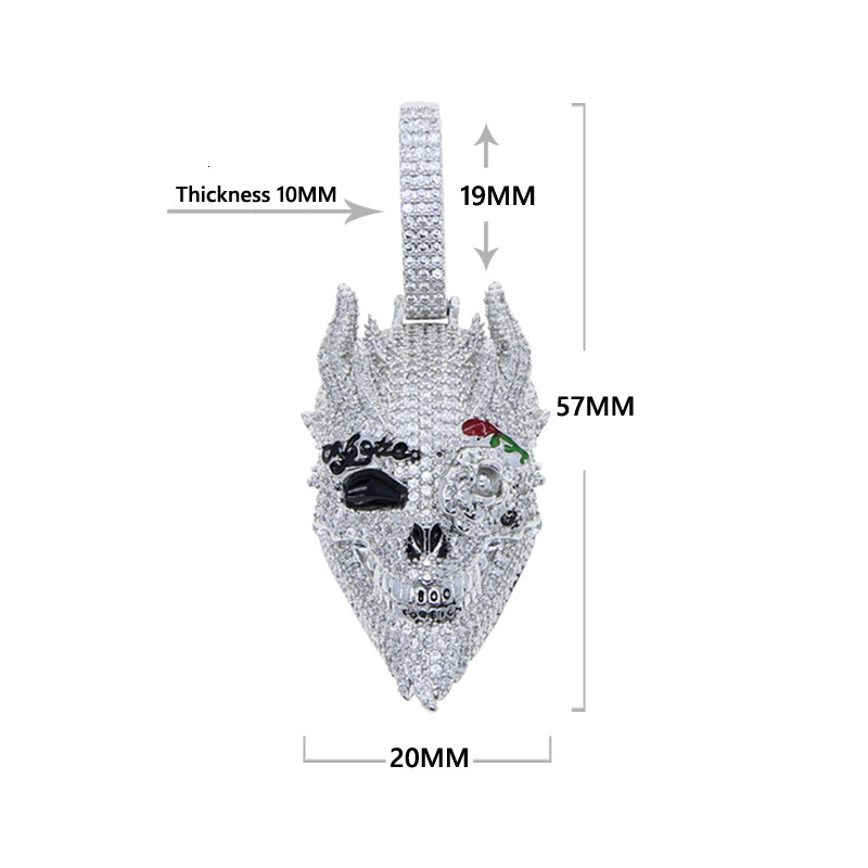 Hip Hop Necklace Jewelry Gold Plated Skull Pendant Moissanite Skull Pendant Iced Out Diamond Skull Pendant for Men Necklace - view 7