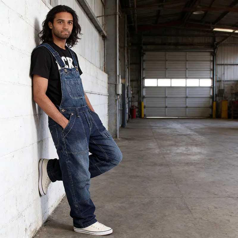 Men's Jeans Multi Pocket Denim Overalls Suspenders Baggy Jeans Men'S Street Casual Work Pants Jumpsuits H260924 - view 3