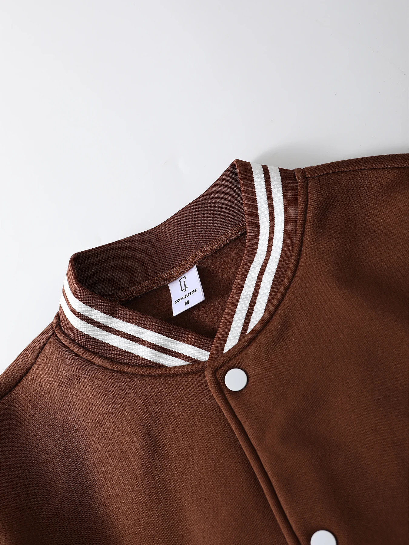 Men's Coffee White Colorblock Baseball Jacket Spring Fall Streetwear Loose Varsity Coat 260922 - view 5