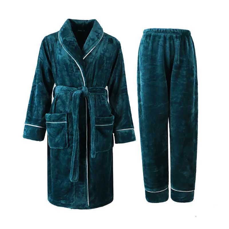 Lounge Women's Sleep Thickened Flannel Pajamas For Men Women Warm Robe With Pants Autumn Winter Coral Fleece Bathrobe Nightwear Home WearC260924 - view 7
