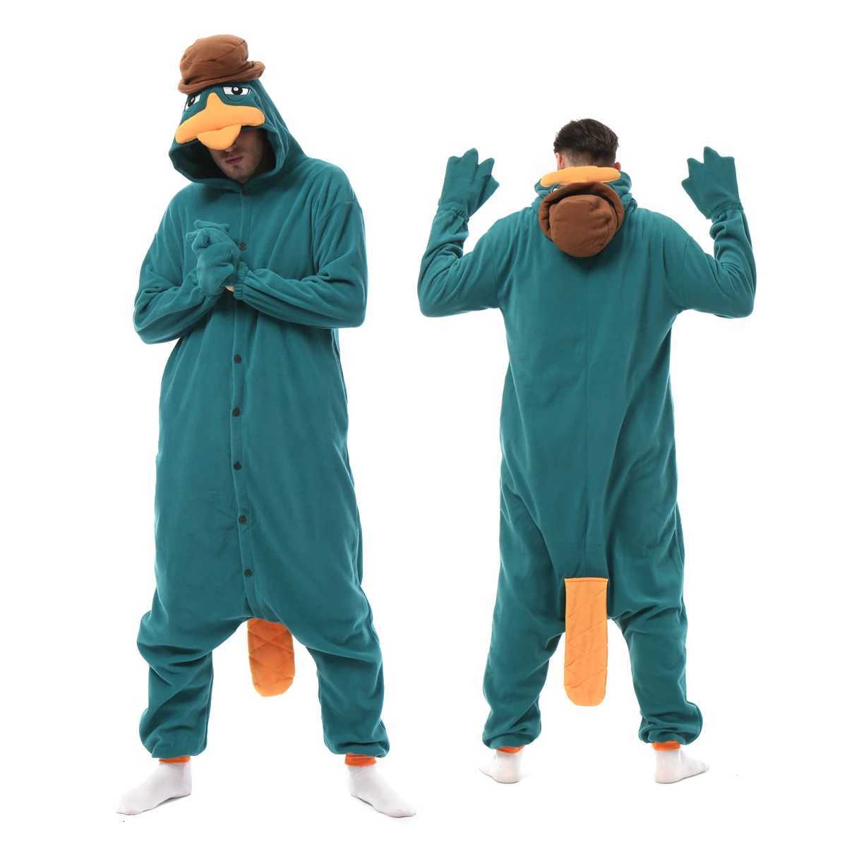 Sleep Lounge Women's Favofans Adult Halloween Onesie Cartoon Green Duck Pajamas For Women Men Animal Kigurumi Pyjamas Homewear Cosplay Party Cost