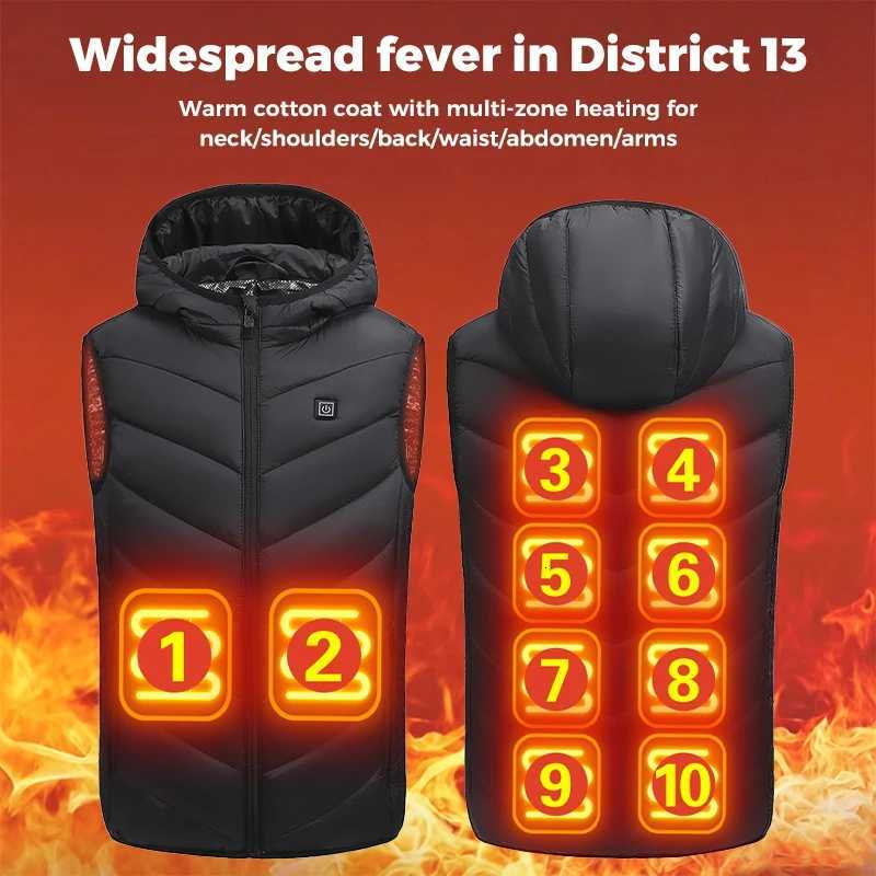 Electric Outdoor Jackets Hoodies Kids Vest 10 Heating Areas Fast Warmth 3 Gear Temp USB Powered Cozy Inner Layer For Winter Outdoor Boys Girls Washabl