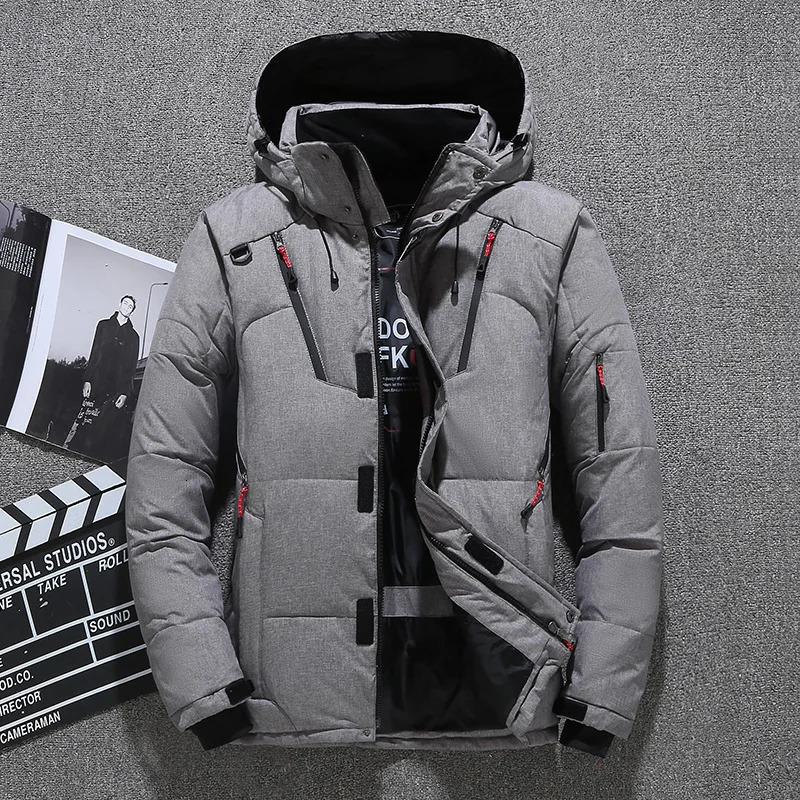 Men Down High Quality Thick Warm Winter Jacket Hooded Thicken Duck Down Parka Coat Casual Slim Overcoat With Many Pockets Mens 260923 - view 3