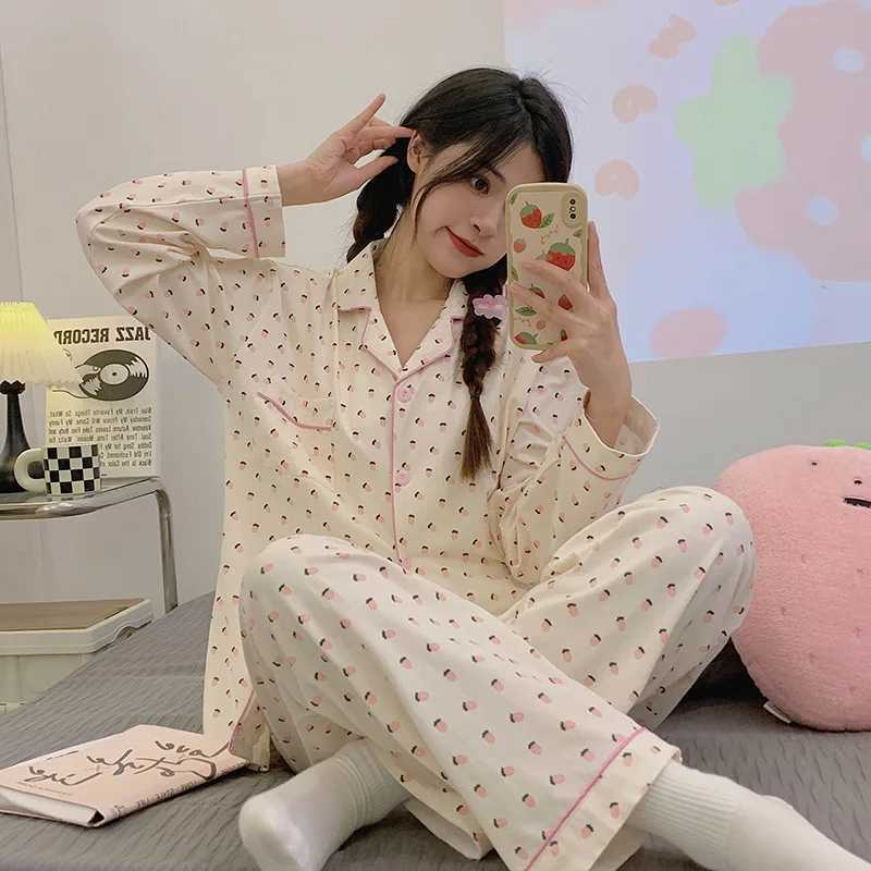Women's Sleep Lounge Spring and Autumn New Women's Long Sleeve Long Pants Pajamas Printed Sweet Loose Casual Pajamas Homewear Loose Casual S - view 7