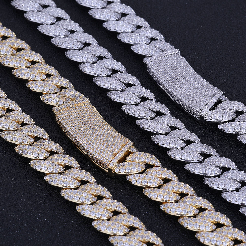 2026 new style Hip Hop Jewelry Silver Sparkling Diamond Cuban Link Chain Curved Clasp Design Full Diamond Cuban Chain Necklace for Men - view 5