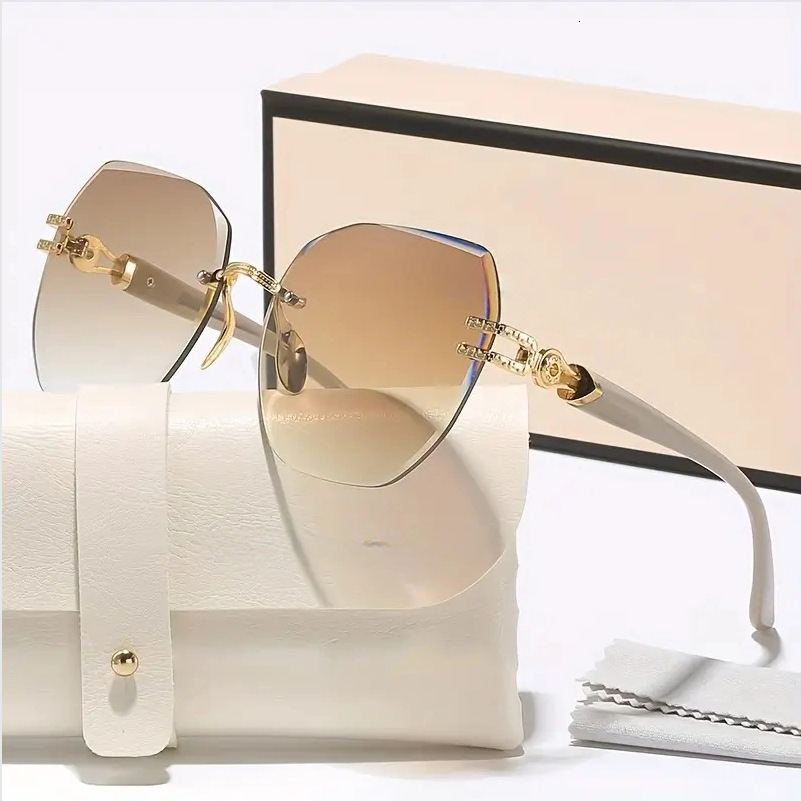 Luxury Fashion Designer Sunglasses European And American Style Ins Fashion Frameless Cut-Edge Gradient Sunglasses, Light Luxury, Elegant, Unique, Tren - view 4