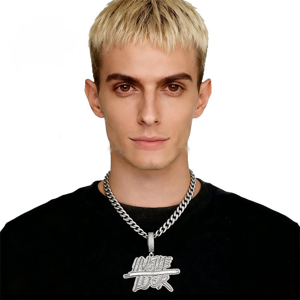 New Hip-hop Lucky Letter Pendant Full Moissaniteium Unisex Rap Jewelry Electroplated with Real Gold Wholesale Available. - view 6