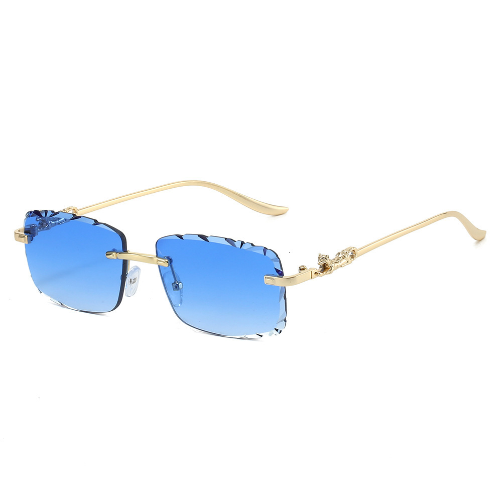 High-End Designer Sunglasses Decorative Personalized Rimless Colorful Men's Retro Leopard Head Sunglasses Fashionable - view 5