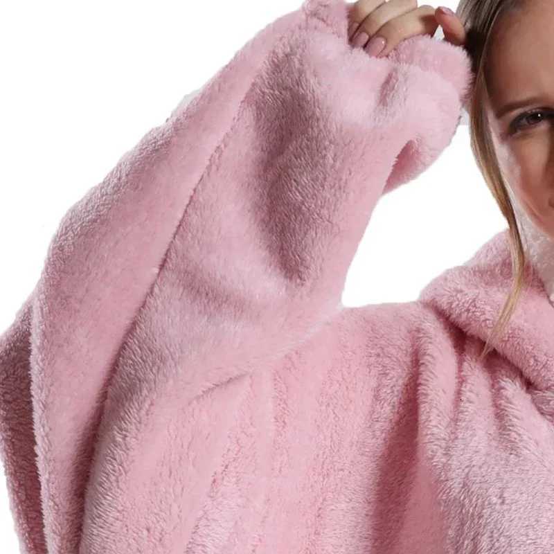 Lounge Women's Sleep Winter Extra Long Wearable Hoodies Blanket Adult Warm Pullover Sweatshirt Oversized Fleece Hooded Blanket with Sleeves RobeC - view 7