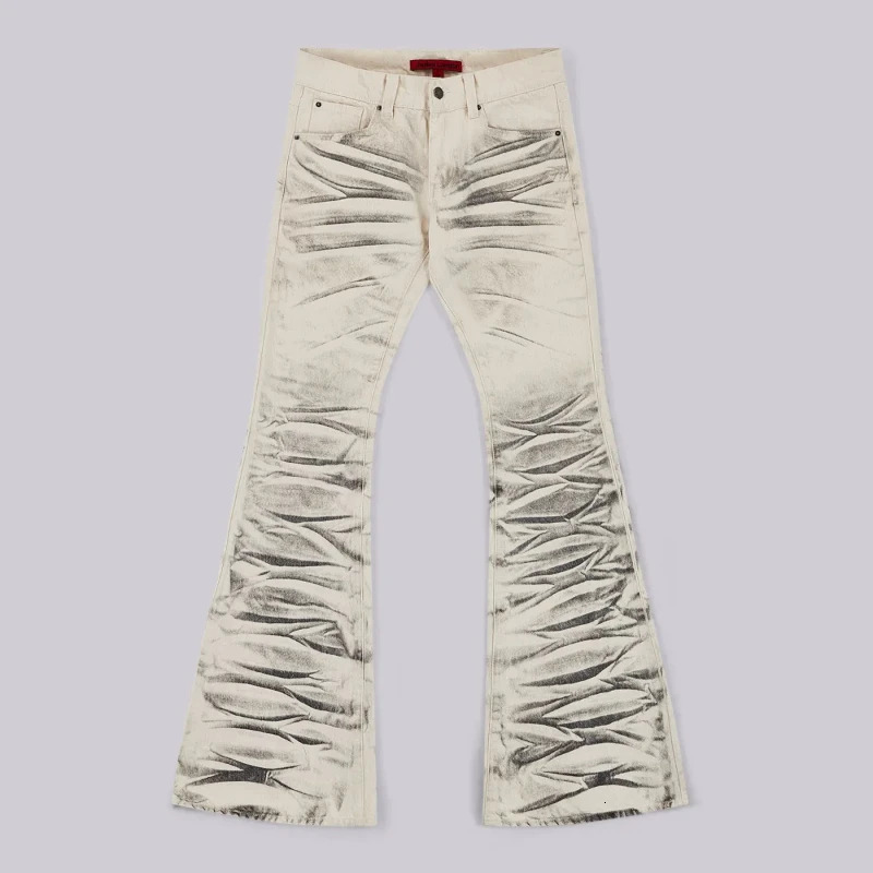 Jeans Retro Y2K Arctic White Hip Hop Drift Flared Trumpet Washed High Street Wide Leg Pants Gothic Slim Fit Unisex Trumpet Jeans 260923 - view 7