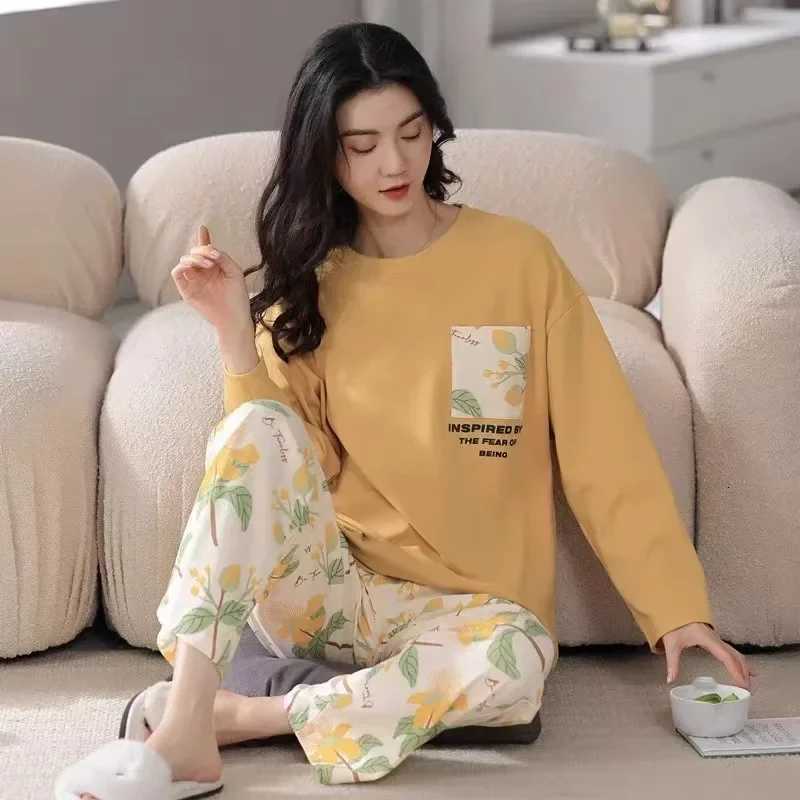Women's Sleep Lounge Pyjamas Set for Women's Plus Size Student Long Sleeve Spring and Fall Loungewear Ladies Simple Loose Homewear Casual Sl - view 5