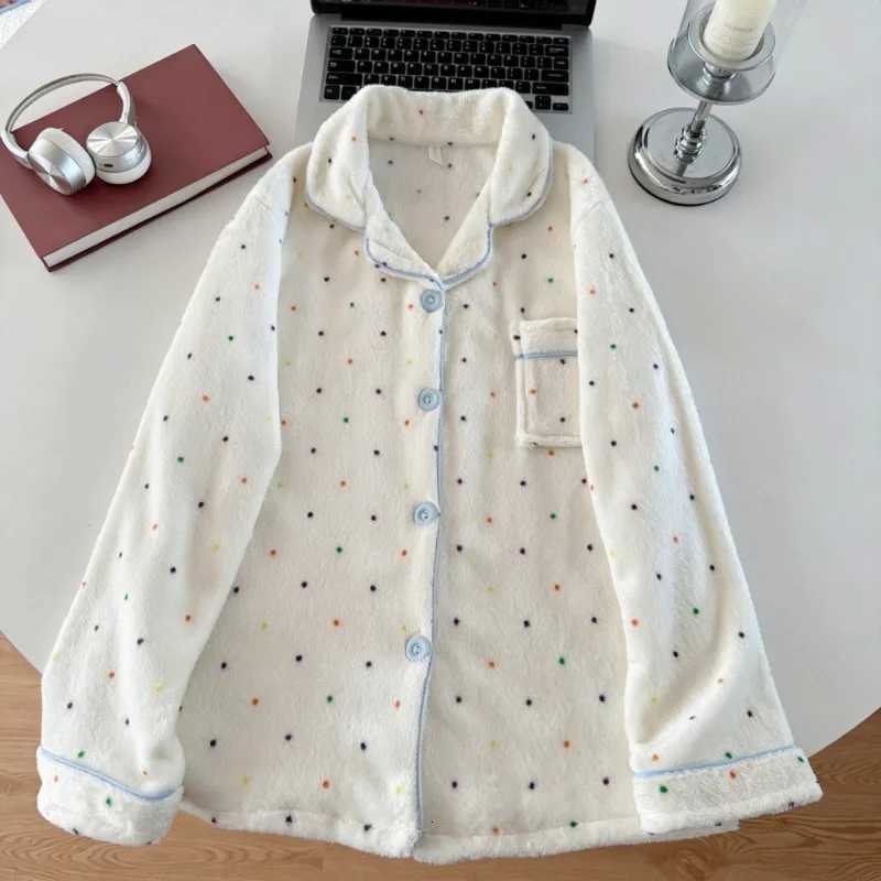 Women's Sleep Lounge Thickened Warm Winter Flannel Ladies Pajamas Top And Pants Nightwear Homewear Colorful Dot Print Women's Sleepwear Loun - view 4