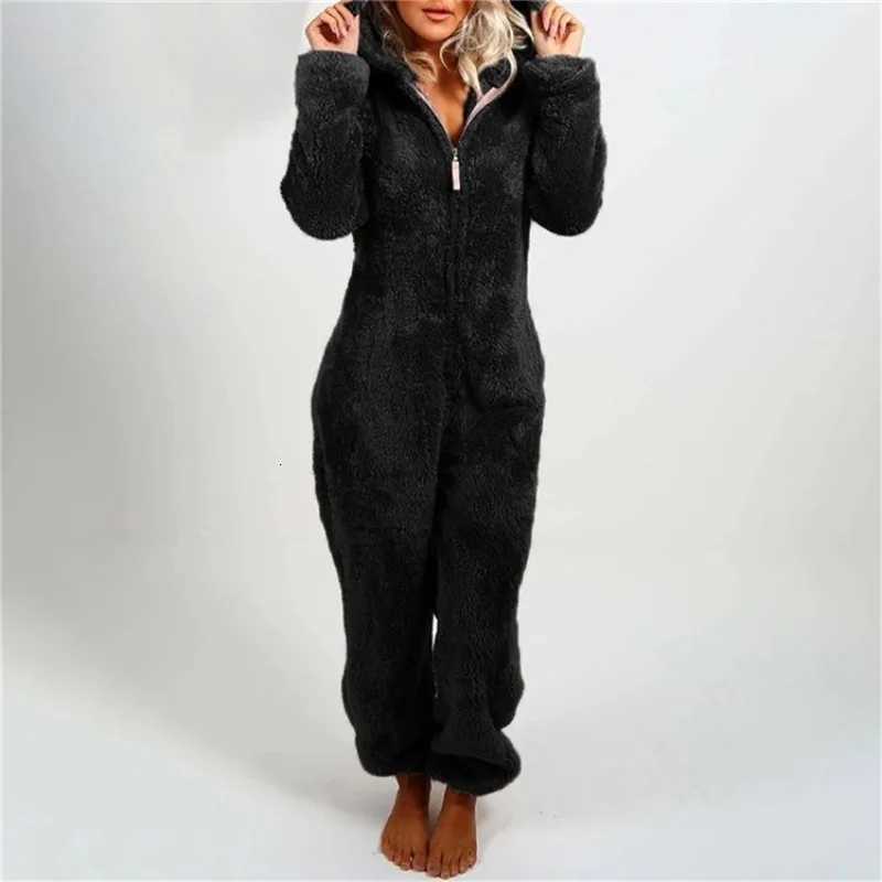 Women's Sleep Lounge Women's Clothing Onesie Autumn/Winter Plush Jumpsuit Hooded Pajamas Large Size Warm Sleepwear for Winter Nightwear H260 - view 3