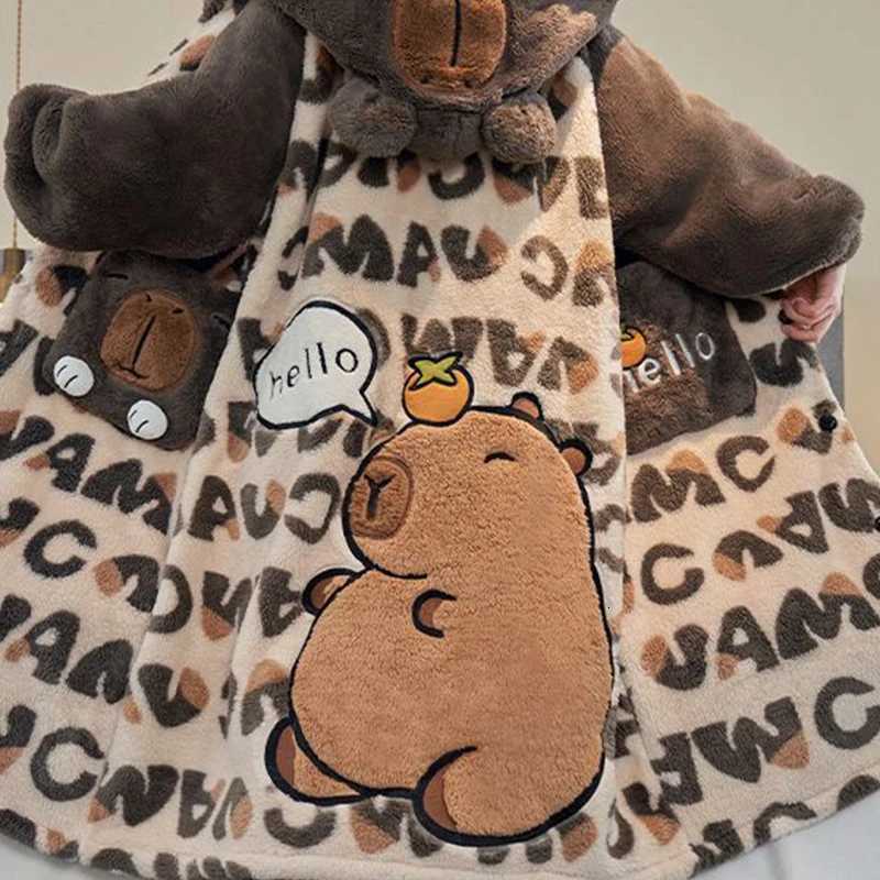 Lounge Women's Sleep Oversized Panda Pattern Men Winter Thick Flannel Pajama Set Hooded Robe with Paw Pockets Warm Soft Fleece Sleepwear Loungewe - view 7