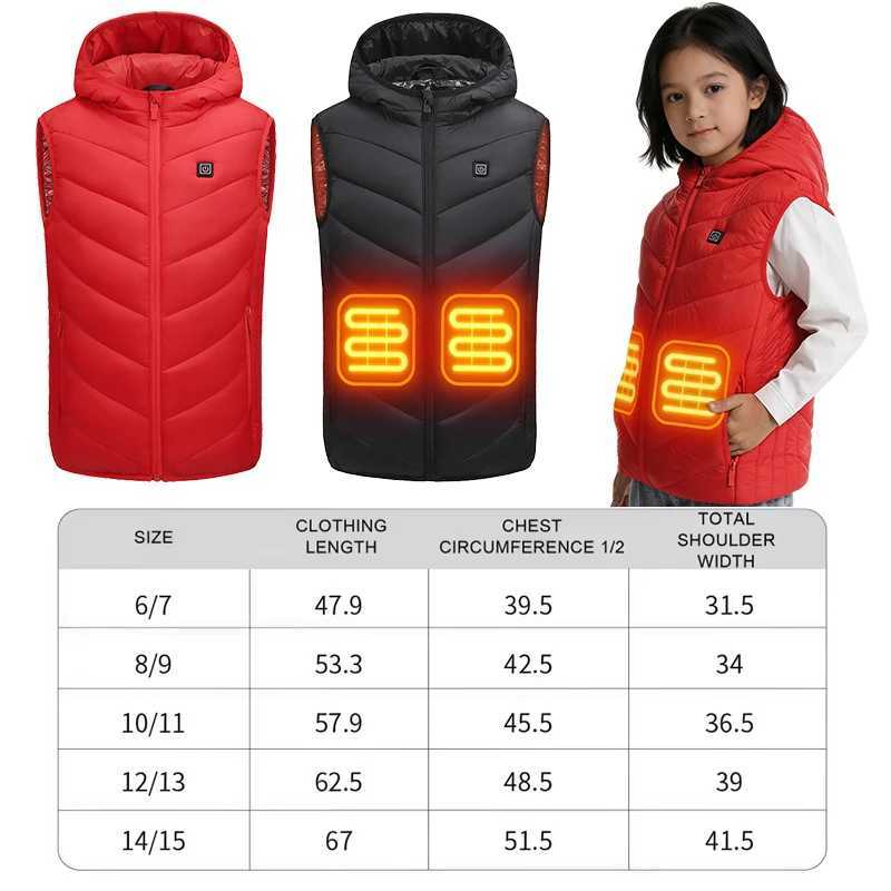 Electric Outdoor Jackets Hoodies Kids Vest 10 Heating Areas Fast Warmth 3 Gear Temp USB Powered Cozy Inner Layer For Winter Outdoor Boys Girls Washabl - view 7