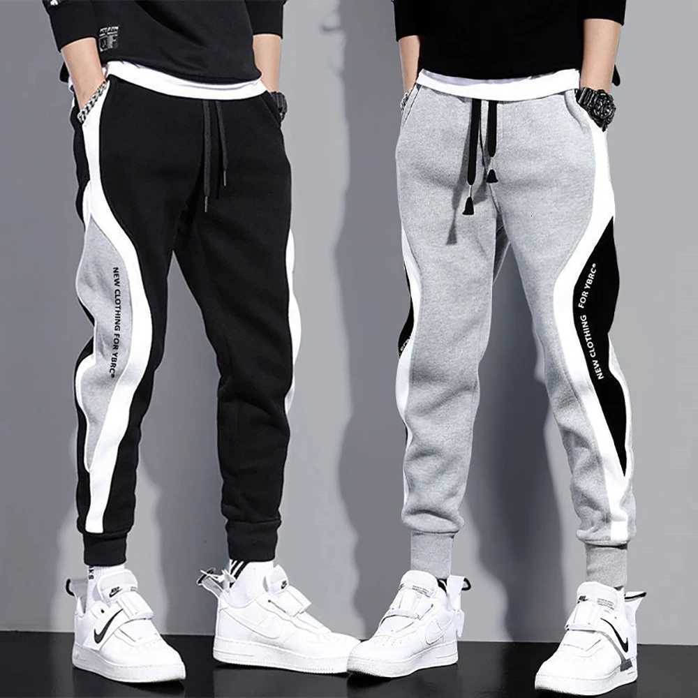 Men's Pants Spring Autumn Men's Sports Pants Male Loose Fitting Leggings Patchwork Running Training Casual Pants Fashion Outfit Trousers D26