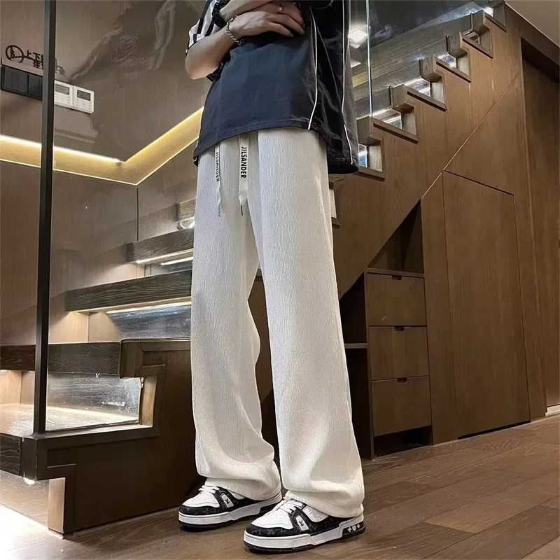 Men's Jeans 2026 New Men's Texture Draped Ice Silk Pants Casual Straight-Leg Drawstring Baggy Sweatpants Y2K Vintage Streetwear Trousers H26 - view 5