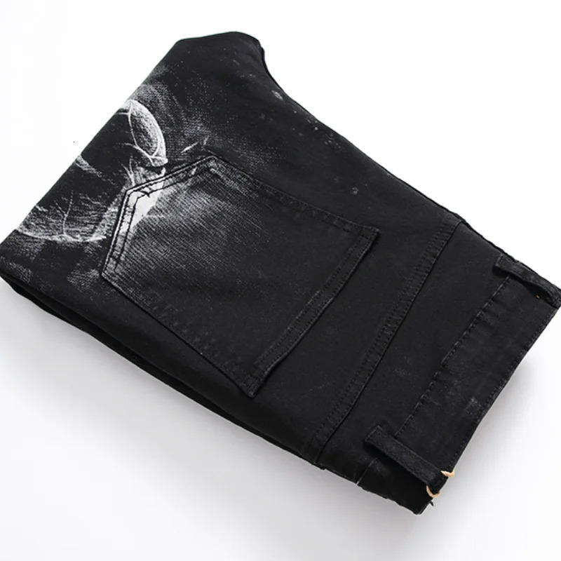 2026 Dark Streetwear Skull Print Punk Stretch Slim Y2K Jeans Pants For Men Clothing Hip Hop Cotton Long Trousers Ropa De Hombre 260923 - view 5