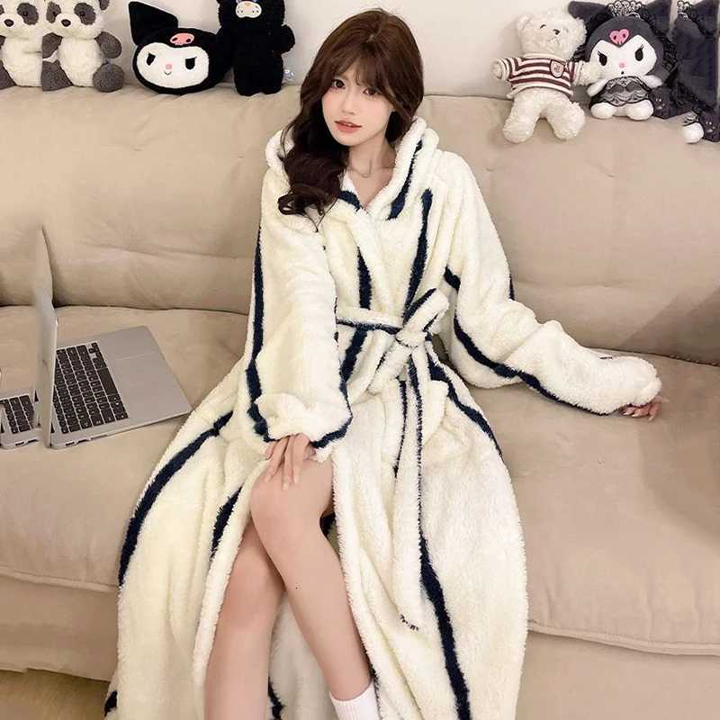 Lounge Women's Sleep 2025 Winter Long Sleeve Leopard Hooded Thick Warm Flannel Kimono Robes for Women Coral Fleece Bathrobes Sleepwear Nightdress - view 4