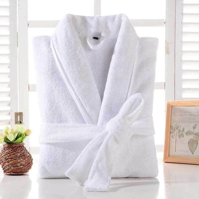 Sleep Lounge Women's Terry Robe Women 100% Cotton Bathrobe Lovers Brown Robes Men Bathrobe Solid Towel Fleece Long Sleepwear Bridesmaid Robe Whit - view 7