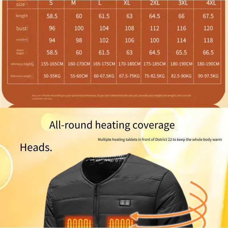 Winter Outdoor Jackets Hoodies 2025 New Dual-Control Zone 22 Smart Heated Cotton Jacket Electric Heated Vest for Men N260924 - view 7