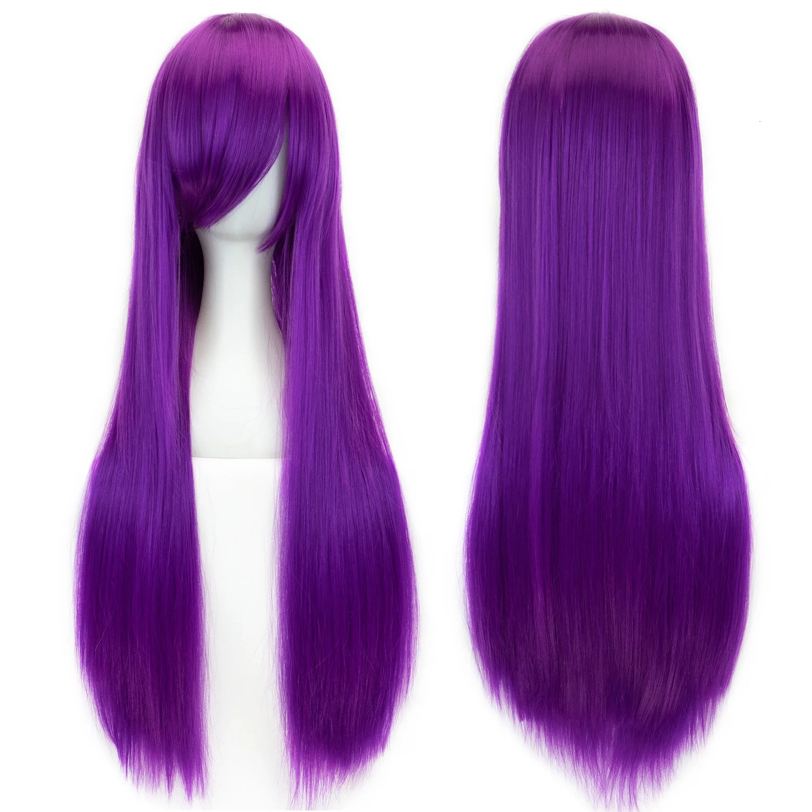 Soowee Long Synthetic Hair White Purple Cosplay Wigs Party Black Hair Straight Wig Hairpiece for Women 260924 - view 5