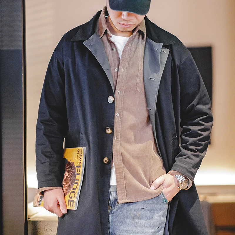 Maden Workwear Men's Autumn American Casual Contrast Windbreaker Heavyweight Loose Mid length Thin Coat 260923 - view 6