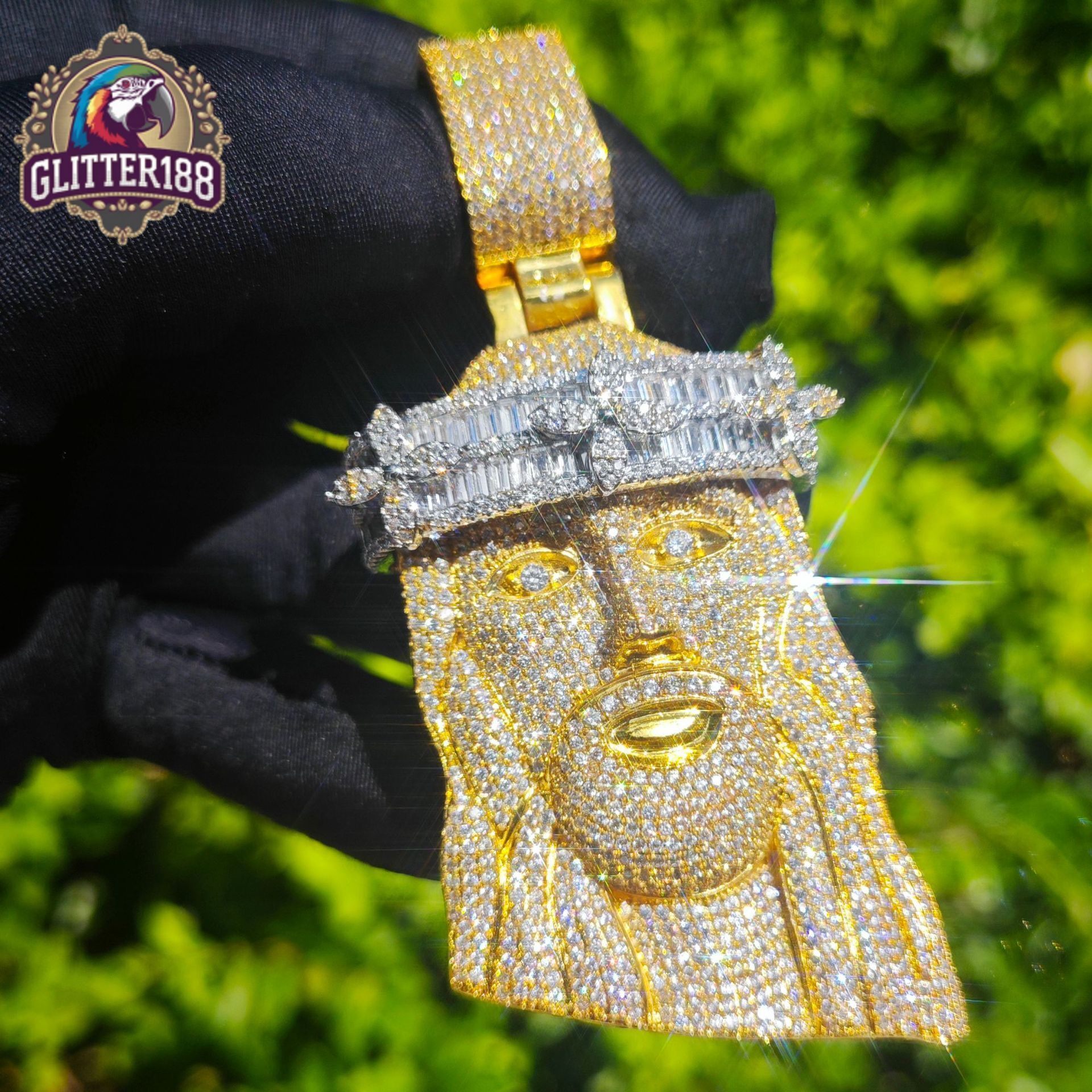 Personalized Image Design European and American Hip-Hop Men's Pendant Street Fashion Moissanite Necklace in Stock Wholesale