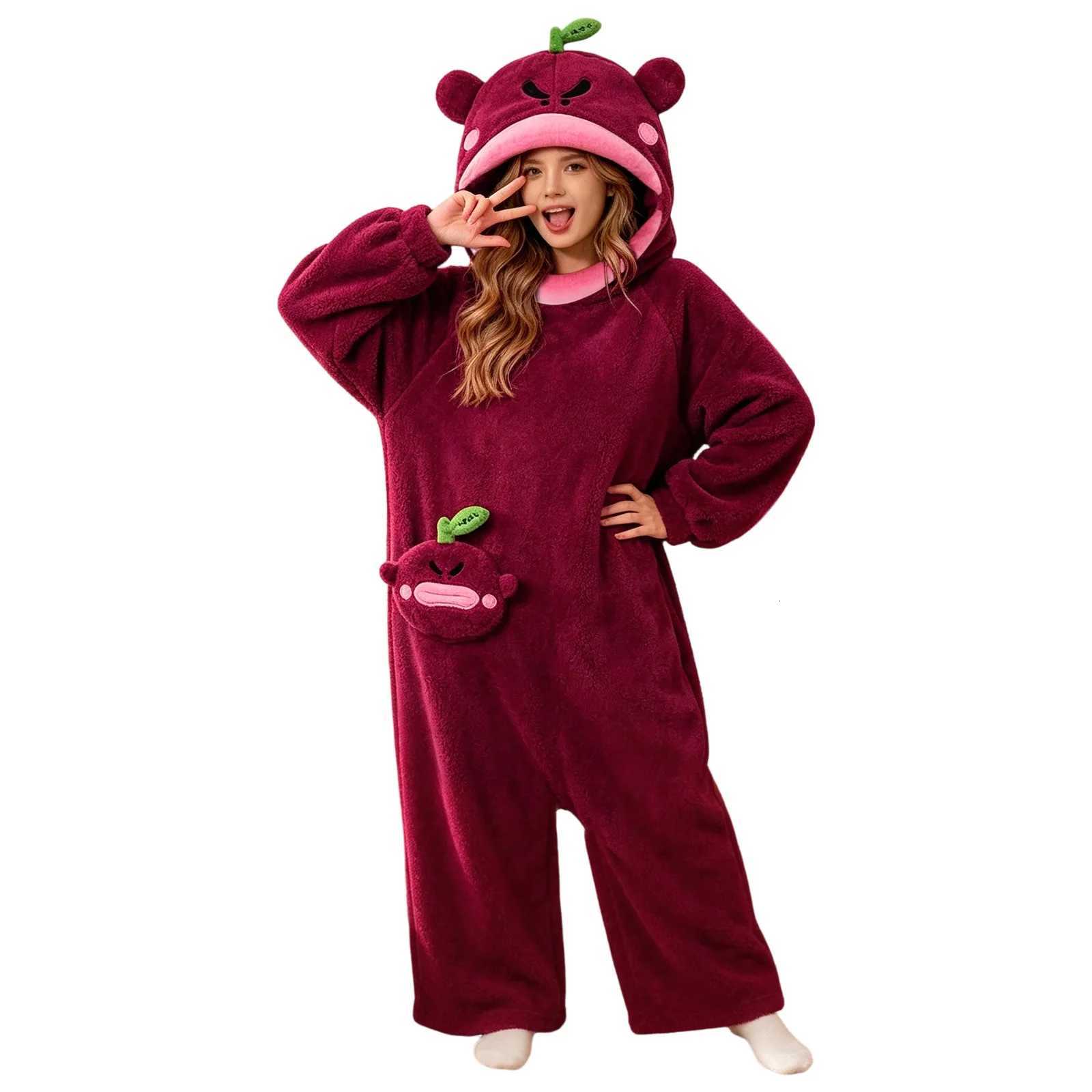 Sleep Lounge Women's Cartoon Big Mouth Monster Funny Onesie Kigurumi Pajamas For Men Women Winter Thickened Fleece Warm Loungewear Home Sleepwear - view 3