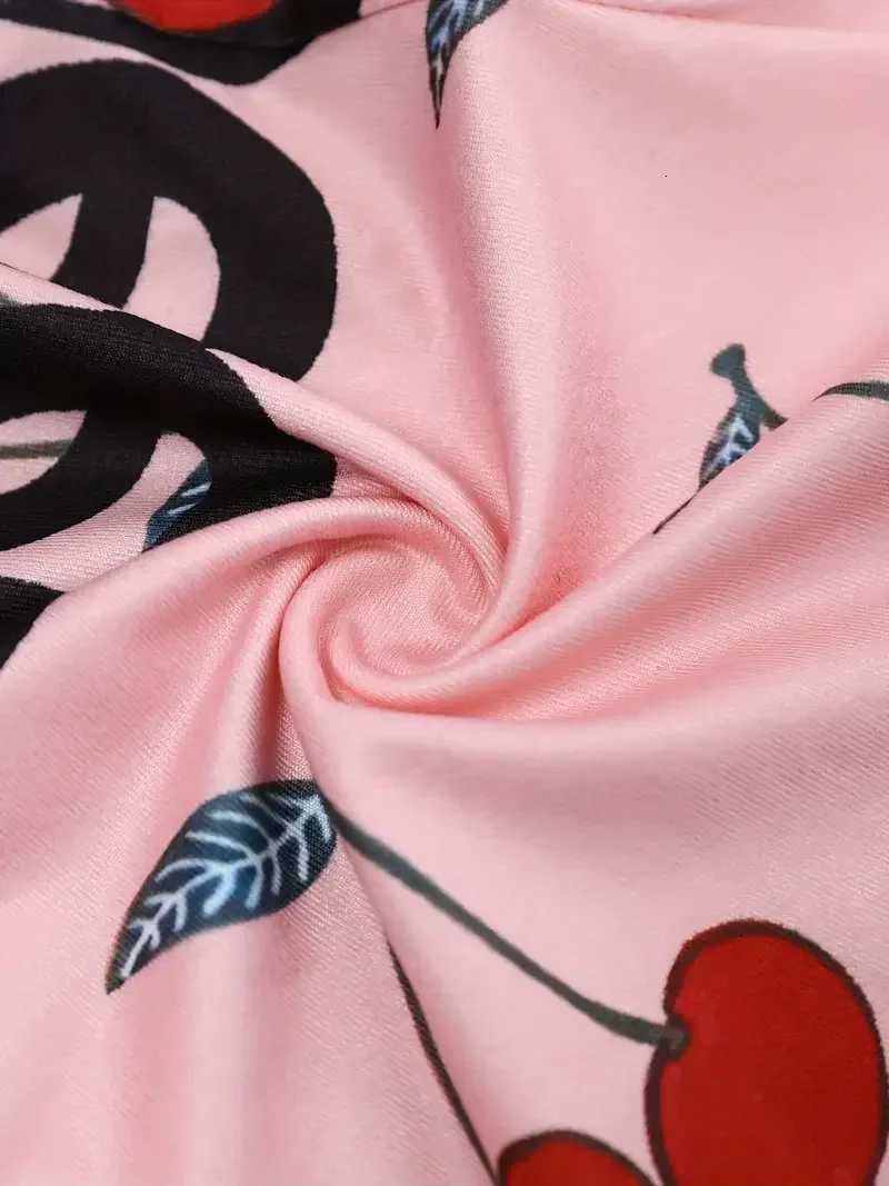 Women's Sleep Lounge Casual Cherry Print V-neck Front Button Onesies Women's Bodysuit Pajamas Sexy Long Sleeve Slim Fit Jumpsuit Sleepwear H - view 7