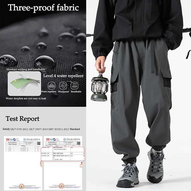 Men's Pants Autumn Man Waterproof Hiking Pants Trendy Casual Camping Trekking Climbing Pants Outdoor Sports Men Trousers Tactical Belt Pants D260 - view 3