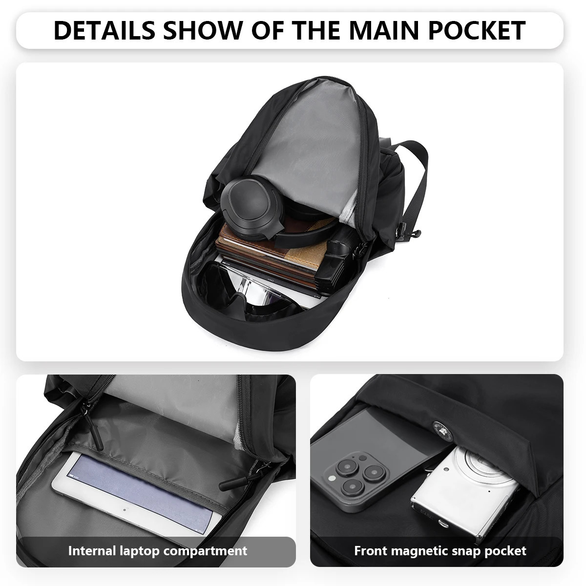 Lightweight Mini Backpack for Men Versatile for Travel Outdoor Hiking Mountaineering Casual Small Backpack Student School Bag Fishing Outings Meetings - view 6