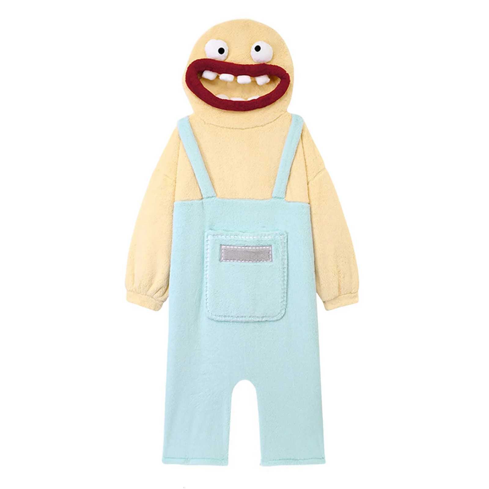Lounge Women's Sleep Cute Funny Big Mouth Monster Onesie Pajamas Cartoon Sleepwear Autumn Winter Coral Fleece Homewear For Men Women Home Loungew - view 5