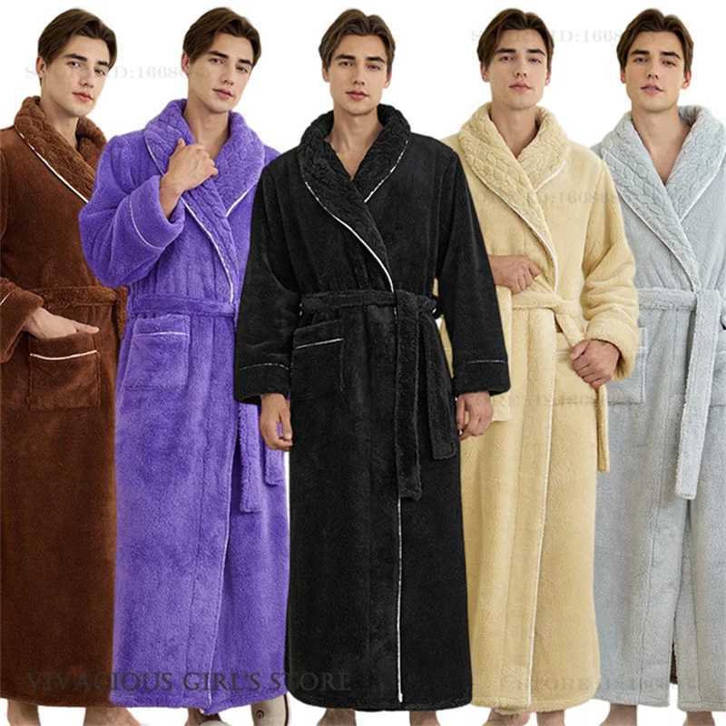 Lounge Women's Sleep Thick Flannel Couple Long Robe Home Dressing Gown Winter New Coral Fleece Bathrobe Sleepwear Comfortable Soft Homewear Linge - view 3
