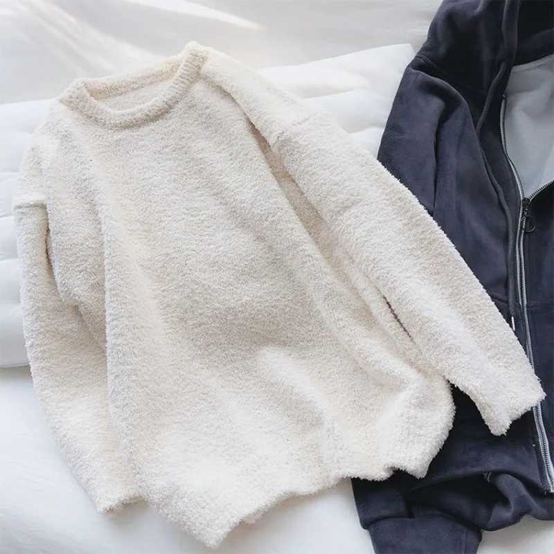 Women's Sleep Lounge Women's Fluffy Pajamas Tops Round Neck Solid Long Sleeve Pullovers Sleep Shirt Warm Thickened Comfort Soft Homewear H26 - view 3