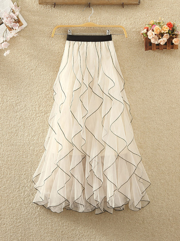 Elastic Waist Ruffled Half Length Women's Street Style Cake Skirt Loose Fit Summer Collection 2025 China Origin
