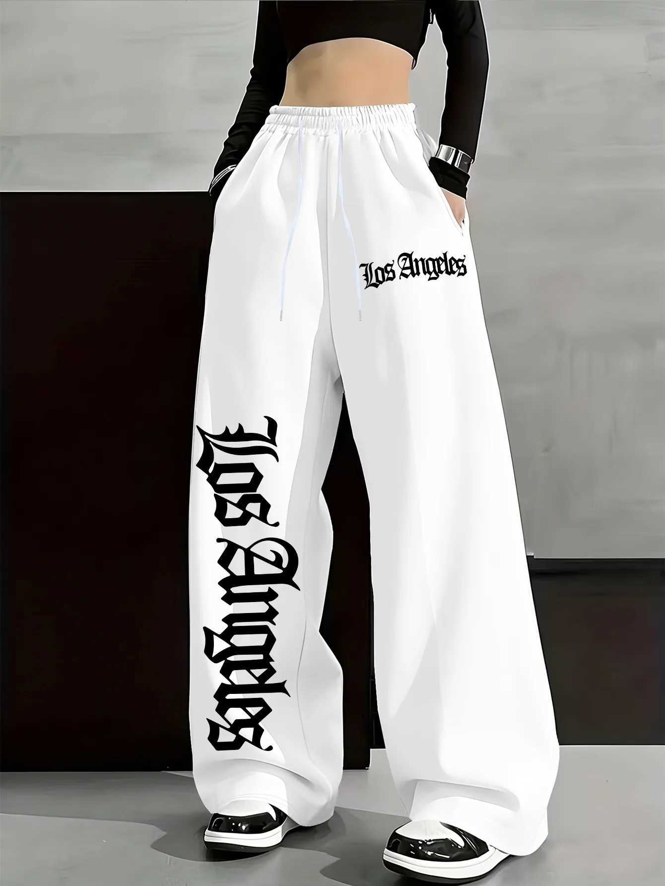 Men's Pants Women'ss Letter Print Jogger Pants Casual Loose Fit dr1 Waist Black White Spring Summer Perfect Fit D260924