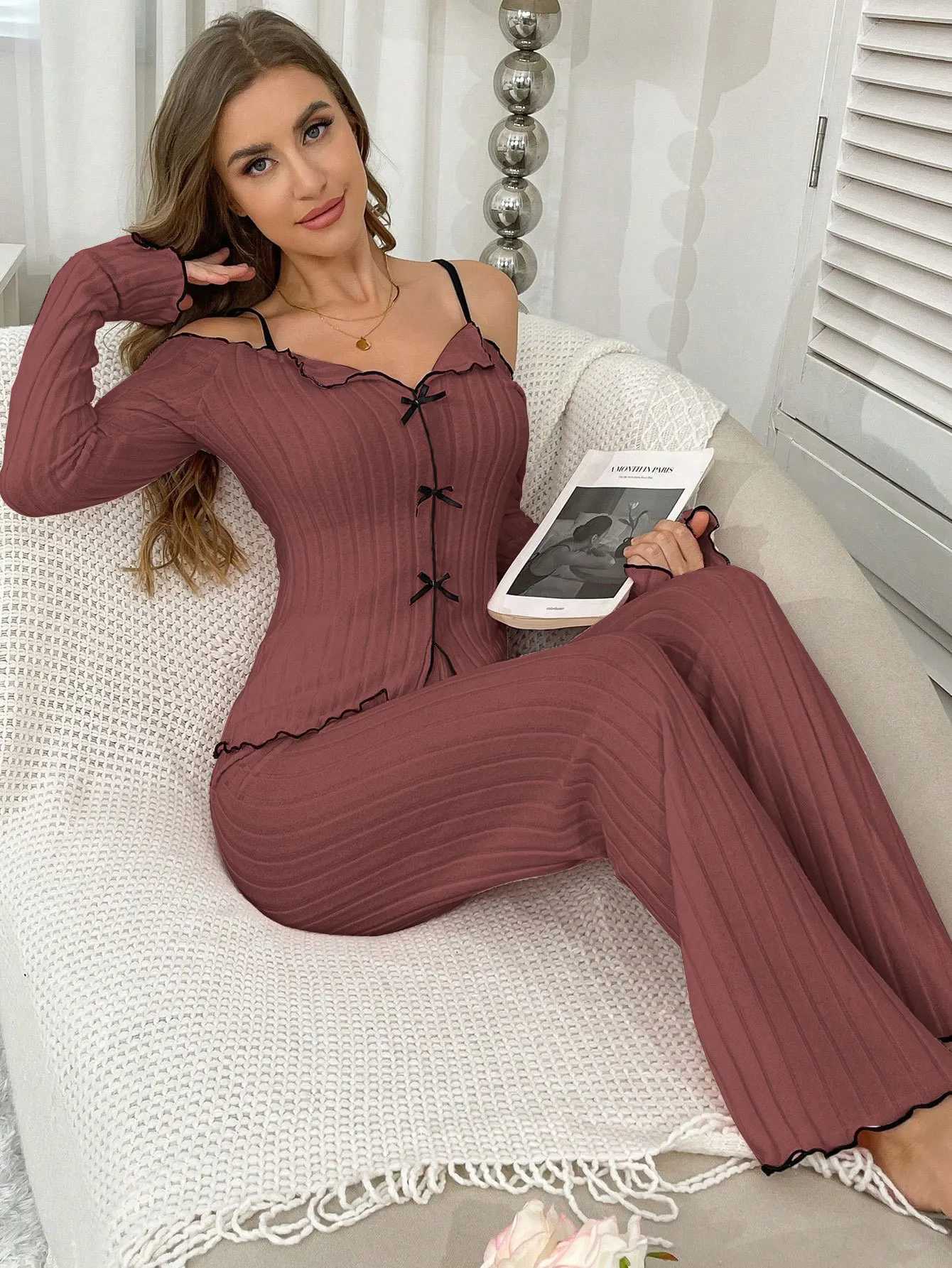 Women's Sleep Lounge Night Wear for Ladies Two-piece Set Pyjama Set Woman Nightwear Sleepwear Women's Sleep Lingerie Pajama Women Winter Paj - view 4