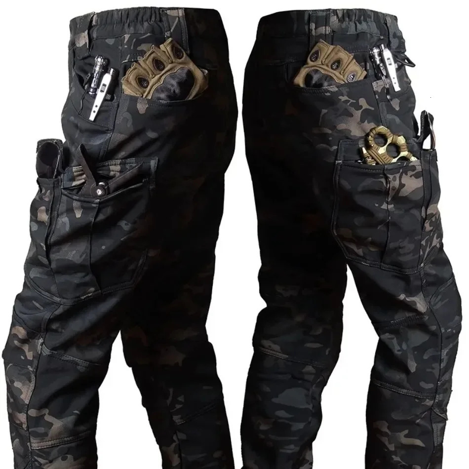 Winter Tactical Pants Men Shark Skin Soft Shell Cargo Trousers Outdoor Multi-pocket Windproof Waterproof Combat Pant S-4XL 260923