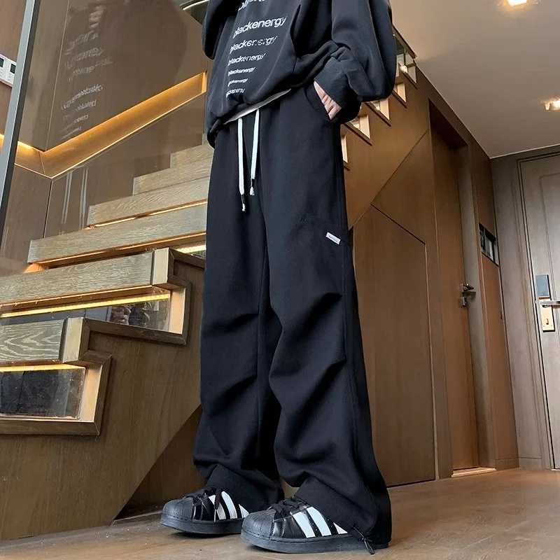 Men's Jeans New Men's Corduroy Pleated Baggy Straight Pantalones Appliques Casual Drawstring Cargo Pants Y2K Vintage Streetwear Trousers H26 - view 3