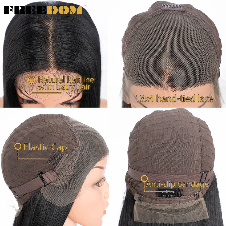 FREEDOM Synthetic Lace Front Wigs For Women 36 inch Long Straight 13X4 Lace Front Wig Ombre Blonde Red Highlight Cosplay Wig 260922 - view 6
