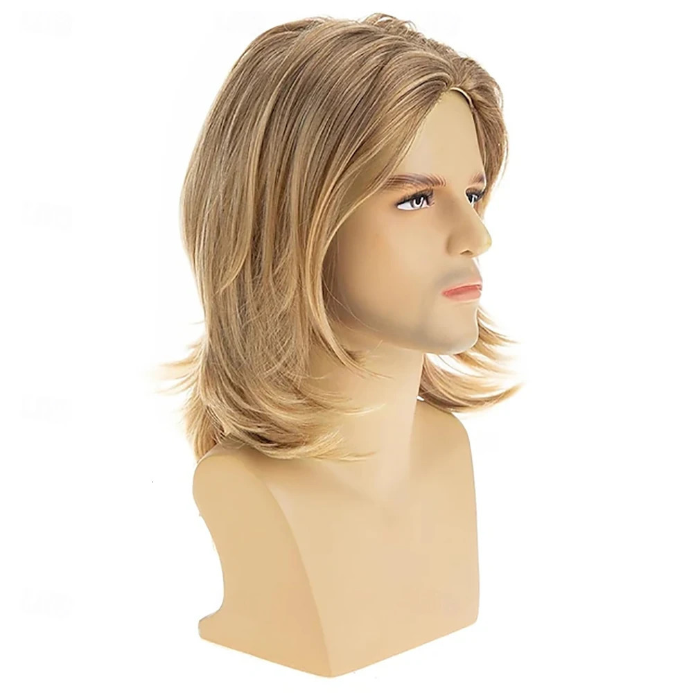 HAIRJOY Synthetic Hair Men Blonde Wig Short Layered Synthetic Wig Halloween Cosplay Costume Party Full Wigs 260922 - view 5