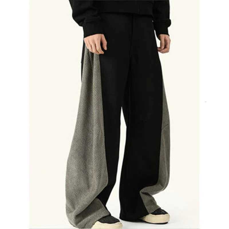 Men's Jeans Mens Harem Pants Curved Contrast Color Casual Pants Streetwear Youth Personality Versatile Trendy Wide Leg Pants Men's Wear 2026 - view 7