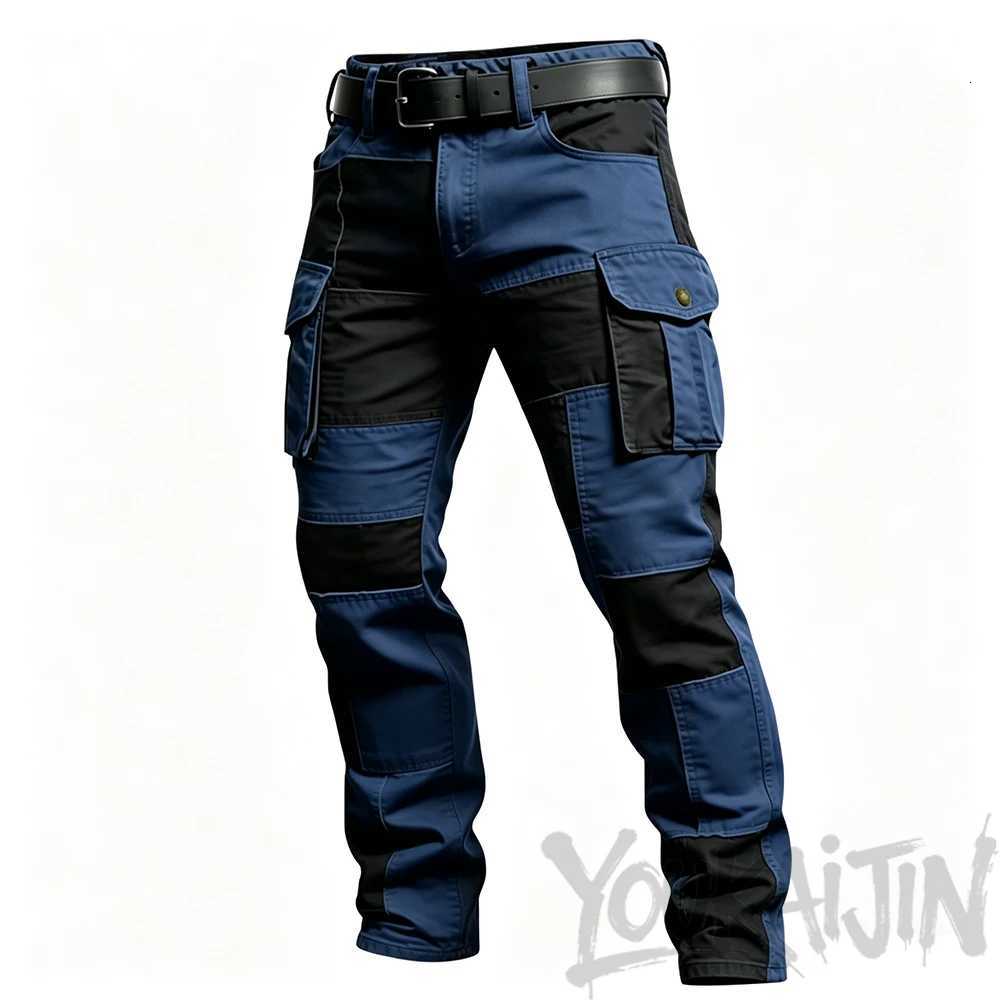 Men's Jeans Men Patchwork Cargo Pants Spring Autumn Cotton Multi-Pocket Straight Tactical Trousers Hip Hop Street Workwear Pants EU Size H260924 - view 5