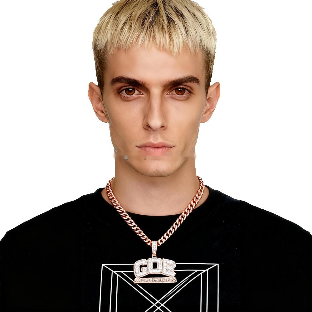 Hip-hop GOE Letter Pendant Copper Gold-plated Moissanite Hip-hop Trend Jewelry Boutique Creative Pendant Wholesale Men and Women - view 7